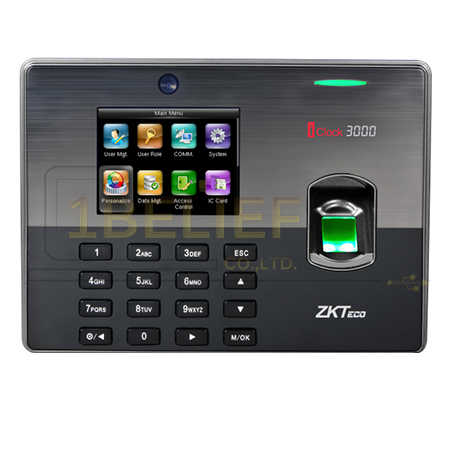 เครื่องสแกนลายนิ้วมือ ยี่ห้อ ZKteco รุ่น Iclock3000/ID