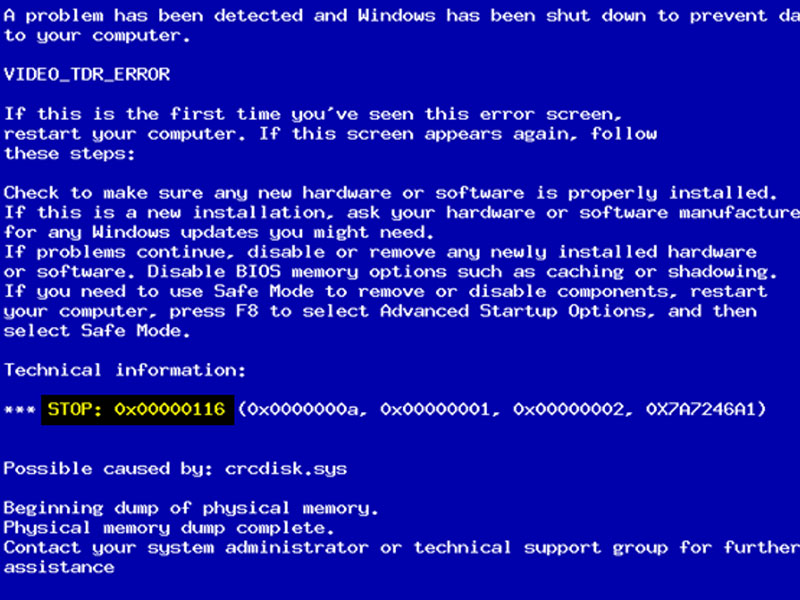 จอสีฟ้า (Blue Screen) เกิดขึ้นแล้วดับไป พร้อมคำแนะนำในการแก้ปัญหาเบื้องต้น